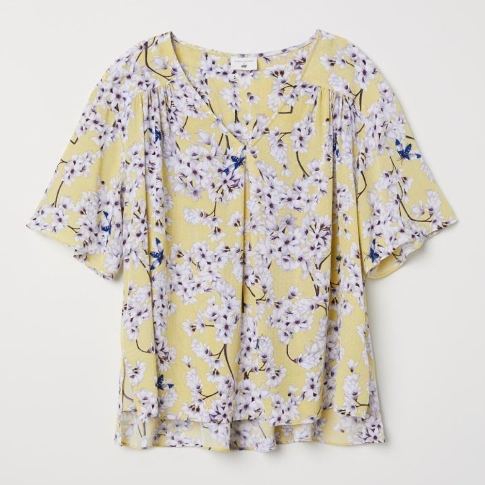 H&M Anna Glover Creped Blouse Floral Top
